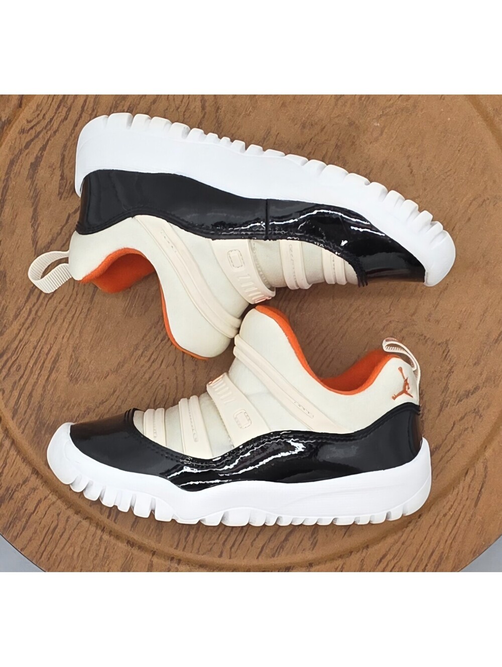 Jordan 11 Baby Slip On Sneakers Black White Orange Low Top Size 9C BQ7102-108 - Picture 12 of 13